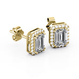 1.10 CT TDW Halo Pave Round Diamond Classic Stud Earrings in White Gold