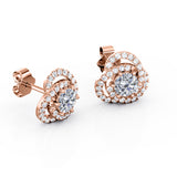 Twisted Knot Pave 0.53 CT TDW Round Certified Lab Diamond 6 Prong Classy Ear Studs in White Gold