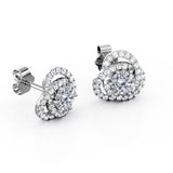 Twisted Knot Pave 0.53 CT TDW Round Certified Lab Diamond 6 Prong Classy Ear Studs in White Gold
