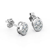 Basket Bezel 0.75 CT TDW Oval Cut Single Certified Lab Diamond Stud Earrings in White Gold for Women