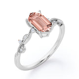 Vintage Wavy Milgrain 0.5 carat Hexagon Morganite and Diamonds Engagement Ring in Rose Gold