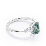 Five Stone 1.25 Carat Oval Moss Agate Engagement Ring