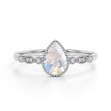 Bezel 1.25 ct Pear Moonstone Vintage Engagement Ring