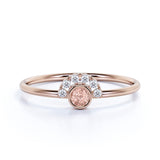Petite Round Cut Baby Peach Morganite and Diamond Curve Engagement Ring in Rose Gold