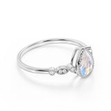 Bezel 1.25 ct Pear Moonstone Vintage Engagement Ring