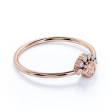Petite Round Cut Baby Peach Morganite and Diamond Curve Engagement Ring in Rose Gold
