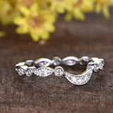 Antique .50 Carat Bridal Wedding Ring Band in White Gold