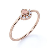 Petite Round Cut Baby Peach Morganite and Diamond Curve Engagement Ring in Rose Gold