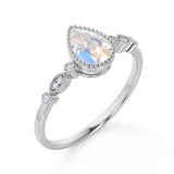 Bezel 1.25 ct Pear Moonstone Vintage Engagement Ring
