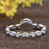 Antique .50 Carat Bridal Wedding Ring Band in White Gold