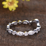 Antique .50 Carat Bridal Wedding Ring Band in White Gold