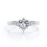 Clustered Triangle 0.55 carat Kite Moissanite and Diamond Engagement Ring in White Gold