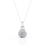 Swirl 1.10 Carat Round Cut Certified Moissanite and Diamond Snowflake Cluster Modern Pendant Necklace in White Gold