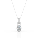 Single Bail Solitaire 1 Carat Oval Certified Moissanite Bezel Set Stud Pendant Necklace in Rose Gold for Her