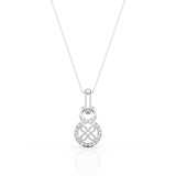 Designer Sunflower 0.15 CT TDW Round Diamond Fishtail Pave Halo Mini Pendant Necklace in White Gold