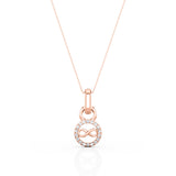 Forever Design 0.15 Carat Round Moissanite Circle Halo Solitaire Pendant Necklace in Yellow Gold