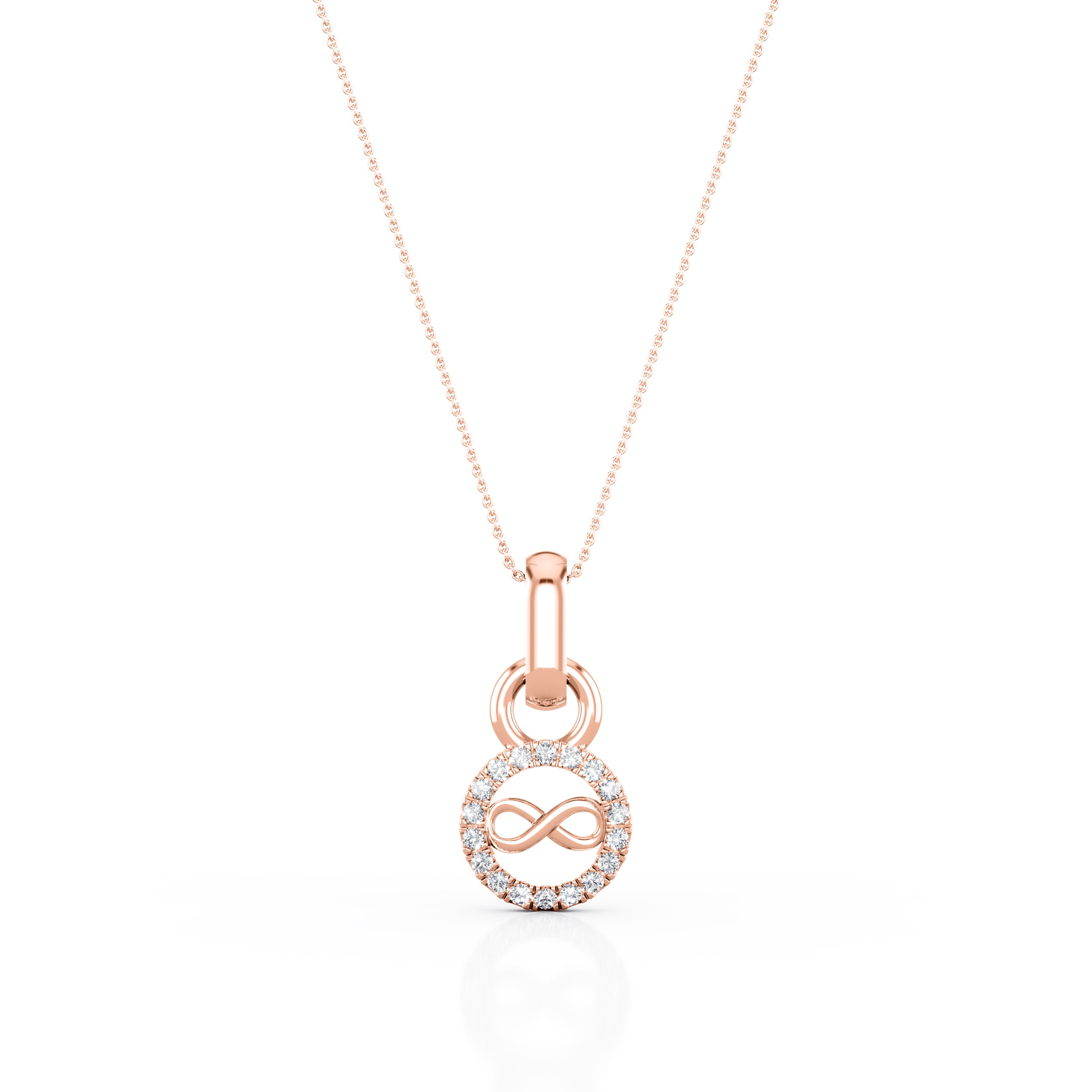 Forever Design 0.15 Carat Round Moissanite Circle Halo Solitaire Pendant Necklace in Yellow Gold