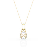 Forever Design 0.15 Carat Round Moissanite Circle Halo Solitaire Pendant Necklace in Yellow Gold