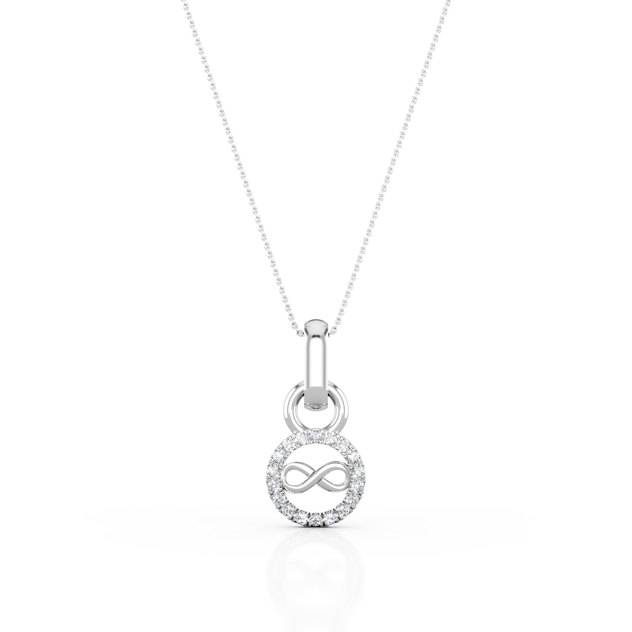 Forever Design 0.15 Carat Round Moissanite Circle Halo Solitaire Pendant Necklace in Yellow Gold