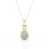 3 Prong Setting 1.10 Carat Pear Cut Certified Moissanite and Diamond Surface Prong Frame Pendant Necklace in White Gold