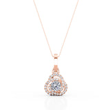 Claw Set 0.35 Carat Round Cut Certified Moissanite and Cross Diamond Encrusted Mini Pendant Necklace in Yellow Gold