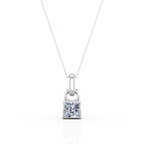 Bezel Set 0.50 Carat Princess Cut Certified Moissanite Solitaire Pendant Necklace in Yellow Gold