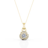 Swirl 1.10 Carat Round Cut Certified Moissanite and Diamond Snowflake Cluster Modern Pendant Necklace in White Gold