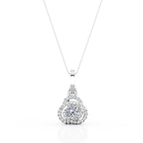Claw Set 0.35 Carat Round Cut Certified Moissanite and Cross Diamond Encrusted Mini Pendant Necklace in Yellow Gold