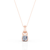Petite Solitaire 0.50 Carat Cushion Cut Certified Moissanite Bezel Set Pendant Necklace in White Gold