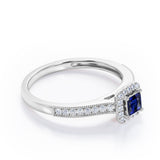 1.25 Ct Princess Cut Lab Sapphire Halo Engagement Ring