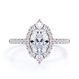 Pave 1.50 Carat Oval Moissanite Halo Engagement Ring
