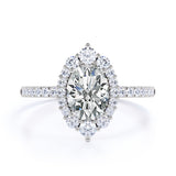 1 Ct Oval Cut Diamond Halo Engagement Ring