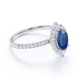 1.50 Ct Oval Cut Lab Sapphire Pave Engagement Ring