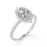 1 Ct Oval Cut Diamond Halo Engagement Ring