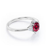 Antique Milgrain Line 0.5 carat Round Lab-Created Ruby and Diamond Engagement Ring in Rose Gold