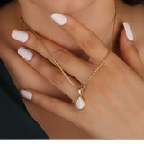 Beautiful 1 Carat Pear Shape Opal Solitaire Pendant Necklace in 18k Yellow Gold over Silver