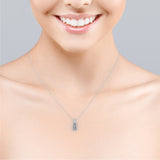 Single Stone Bezel Set 1 Carat Emerald Cut Certified Moissanite Stud Pendant Necklace in Rose Gold