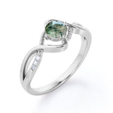 Infinity 0.6 Carat Round Moss Agate Engagement Ring