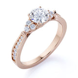 Cluster 1 Carat Round Moissanite Pave Engagement Ring