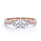 Cluster 1 Carat Round Moissanite Pave Engagement Ring