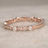 3/4 Eternity .35 Carat artdeco Wedding Ring Band for Her with milgrain in Rose Gold
