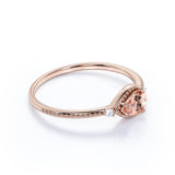 Sideways 1.10 Carat Pear Brazilian Morganite and 3 Stone Diamond Elegant Engagement Ring in Rose Gold