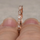 3/4 Eternity .35 Carat artdeco Wedding Ring Band for Her with milgrain in Rose Gold