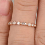 3/4 Eternity .35 Carat artdeco Wedding Ring Band for Her with milgrain in Rose Gold
