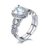 1.75 Carat Pear Cut Moissanite Art Deco Bridal Set