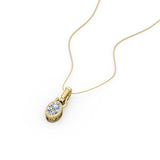 Single Bail Solitaire 1 Carat Oval Certified Moissanite Bezel Set Stud Pendant Necklace in Rose Gold for Her