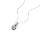 Petite Solitaire 0.50 Carat Cushion Cut Certified Moissanite Bezel Set Pendant Necklace in White Gold