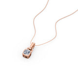 Petite Solitaire 0.50 Carat Cushion Cut Certified Moissanite Bezel Set Pendant Necklace in White Gold