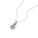 Designer Sunflower 0.15 CT TDW Round Diamond Fishtail Pave Halo Mini Pendant Necklace in White Gold