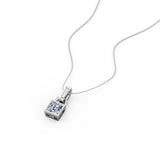 Bezel Set 0.50 Carat Princess Cut Certified Moissanite Solitaire Pendant Necklace in Yellow Gold